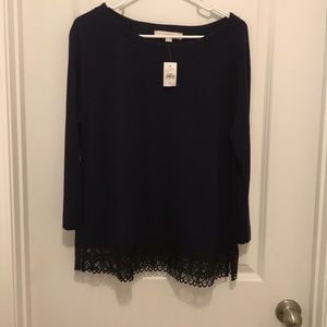 NEW Loft 3/4 length navy blue top